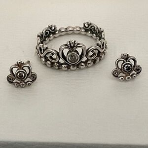 Pandora set of ring and earrings